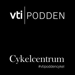 VTI-podden Cykelcentrums logga, svart botten med vit text.