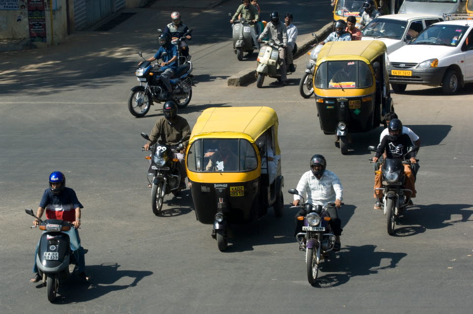 Gatutrafik i Indien.